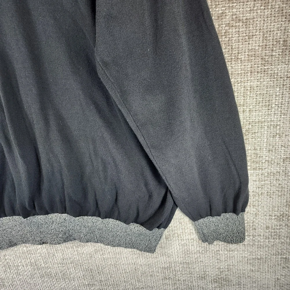 Sean John Zip‎ Cardigan Sweater Mens 3XL Black V-Neck Knit Cotton Pockets